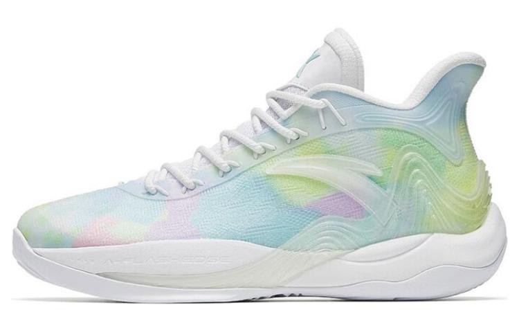 Anta Mountain 2 Cushioning Anti-Slip And Wear-Resistant Coverage Mid-Top Basketball Shoes Men's White River Water Blue