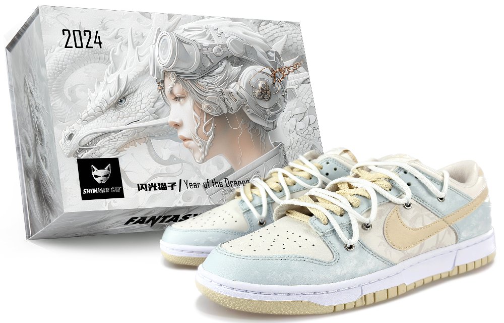 Nike Dunk Skateboard Shoes Men Low-Top Beige/Blue/White