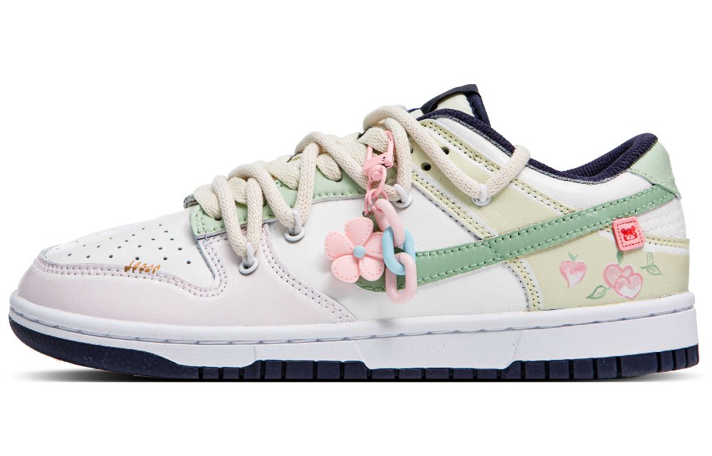 Nike Dunk Skateboard Shoes Women's Low Top White/Yellow/Pink/Green