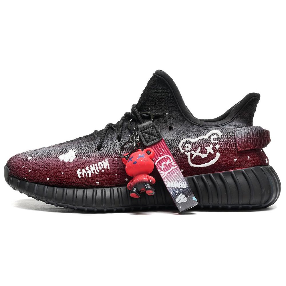 Adidas Originals Yeezy Boost 350 V2 Starry Sky Bearbrick Anti-Slip Wear-Resistant Low-Top Casual Shoes Unisex Black Red
