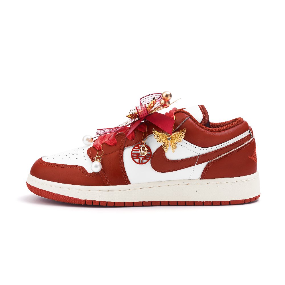 Jordan Air Jordan 1 Anti Slip Wear Resistant Low Top Vintage Basketball Shoes Women's Red