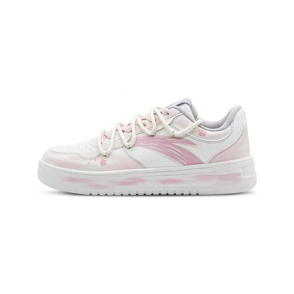 Anta Cherry Kiss Sky Abrasion Resistant Slip Resistant Low top Skateboard Shoes Women's Pink Purple