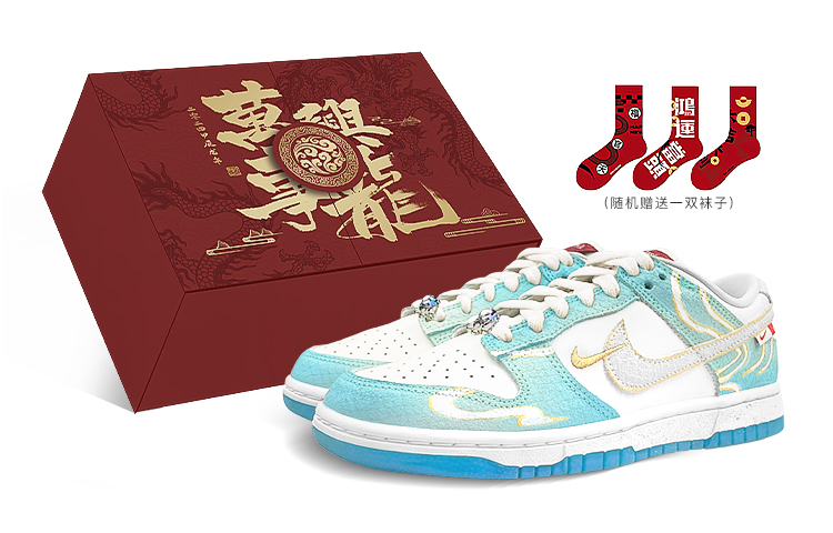 Nike Dunk Low LX CNY Year Of The Dragon Low-Top Skateboard Shoes Women's White Blue Green