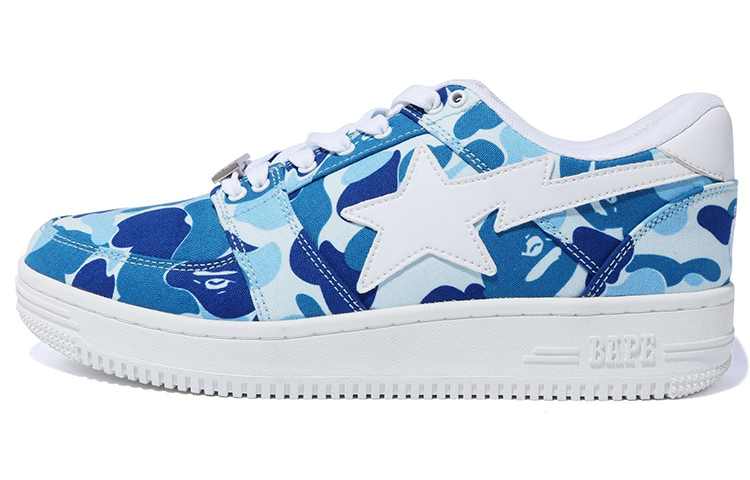 A BATHING APE ABC Camo Bape Sta Low Low-Top Stylish Skateboarding Shoes Men's Blue