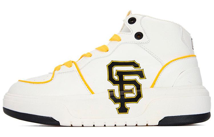 MLB Chunky Liner High Slip-Resistant Cushioning Wear-Resistant Mid-Top Skateboard Shoes Unisex White Yellow