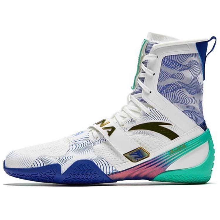 Anta Anti Slip Wear Resistant High Top Training Shoes Unisex White Blue