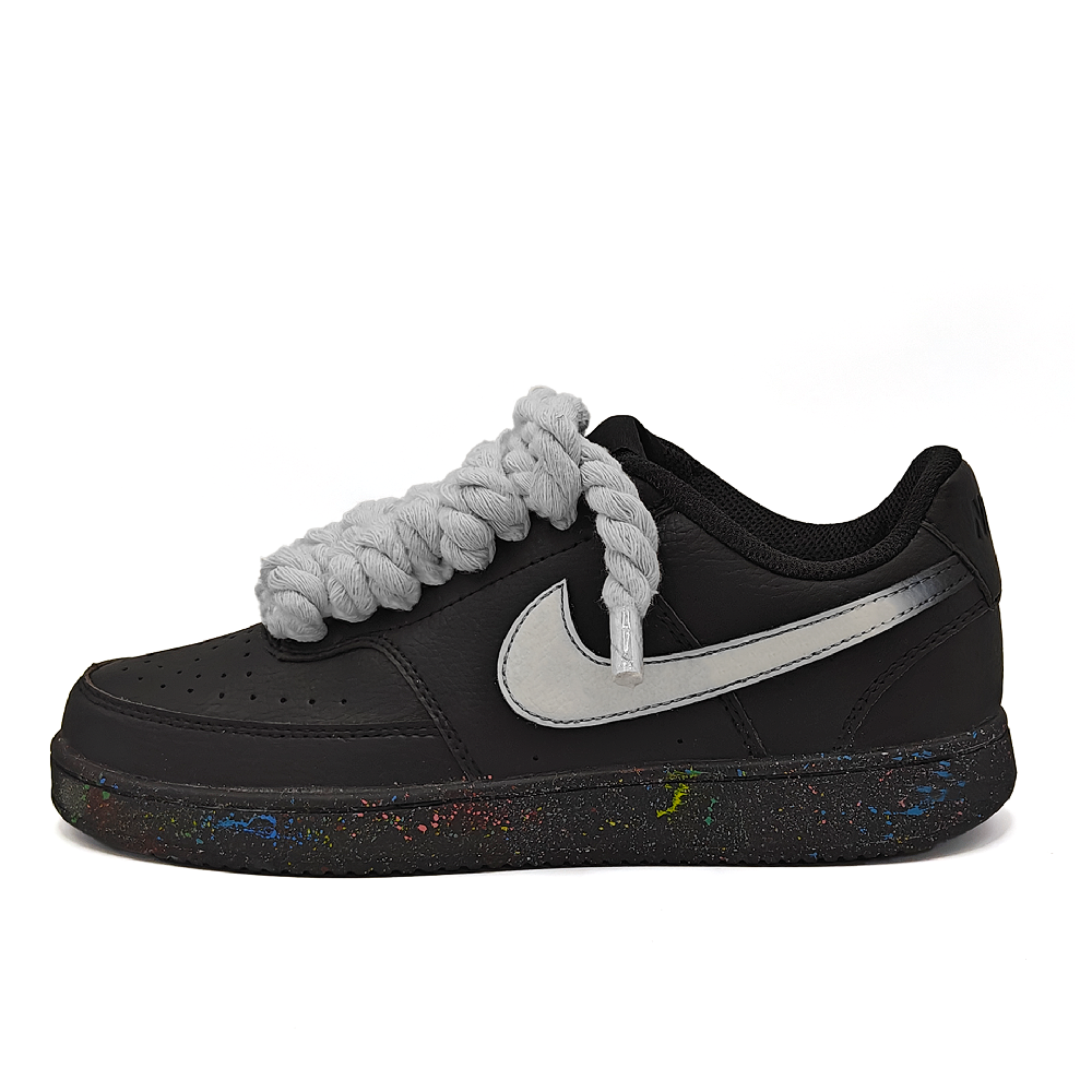 Nike Court Vision Baby's Breath Slip-Resistant Lightweight Breathable Low-Top Skateboard Shoes Unisex Black