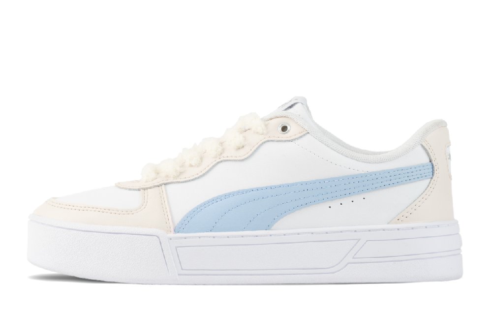 PUMA Skye Low Top Skateboard Shoes Women's White Yellow Blue