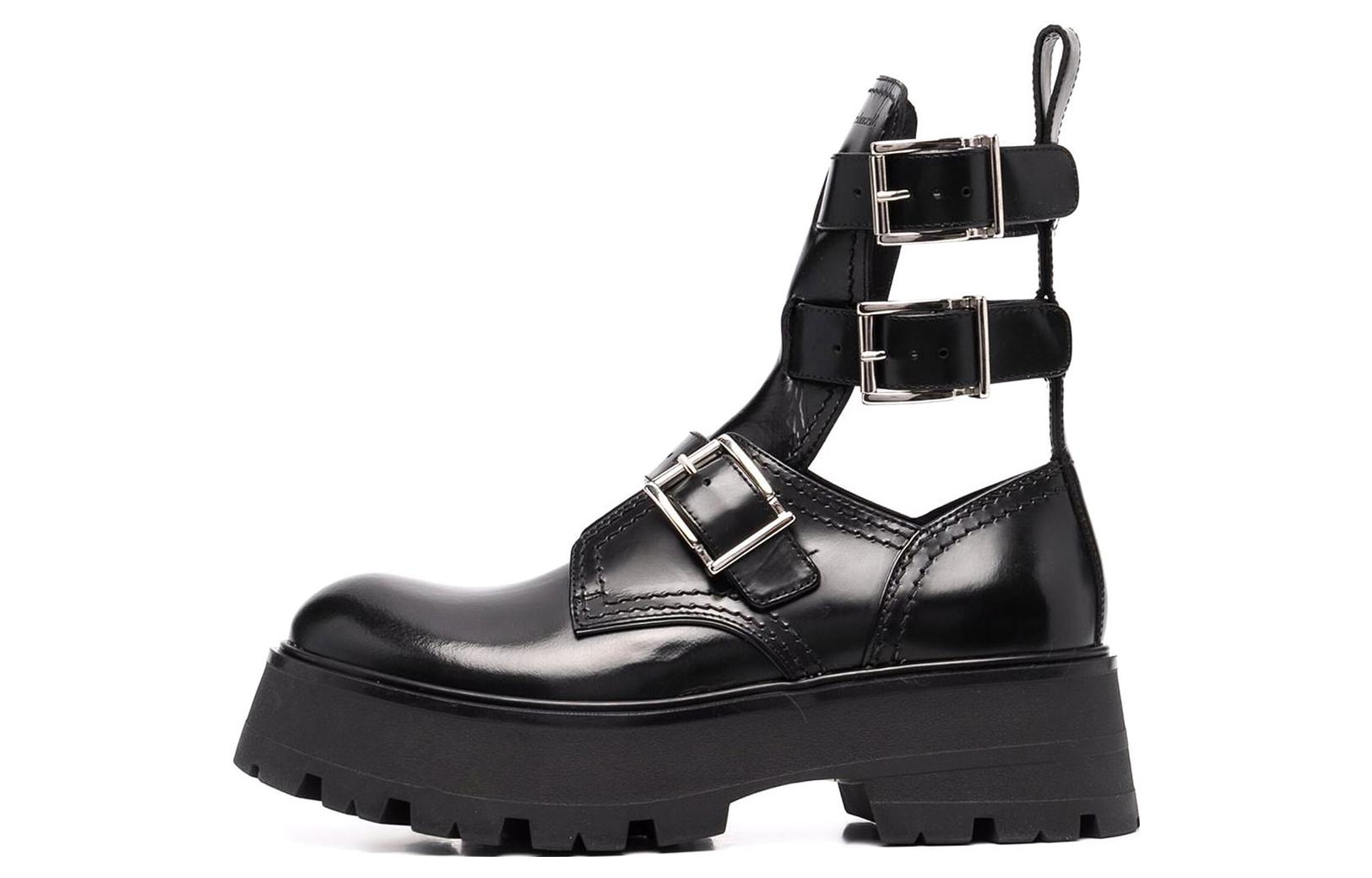 Alexander McQueen Buckled Ankle Boot Black Women's