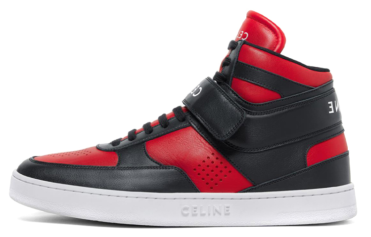 CELINE CT-03 Leather High-Top Sneakers Red Black