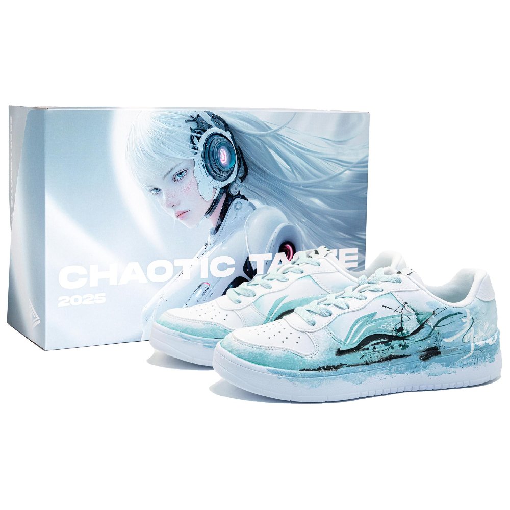 LiNing Pontoon Boats Anti Slip Wear Resistant Low Top Skateboard Shoes Men's Blue White