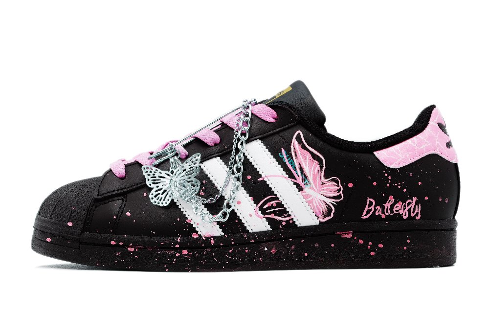 Adidas Originals SUPERSTAR Low Top Skateboard Shoes Unisex Black Pink