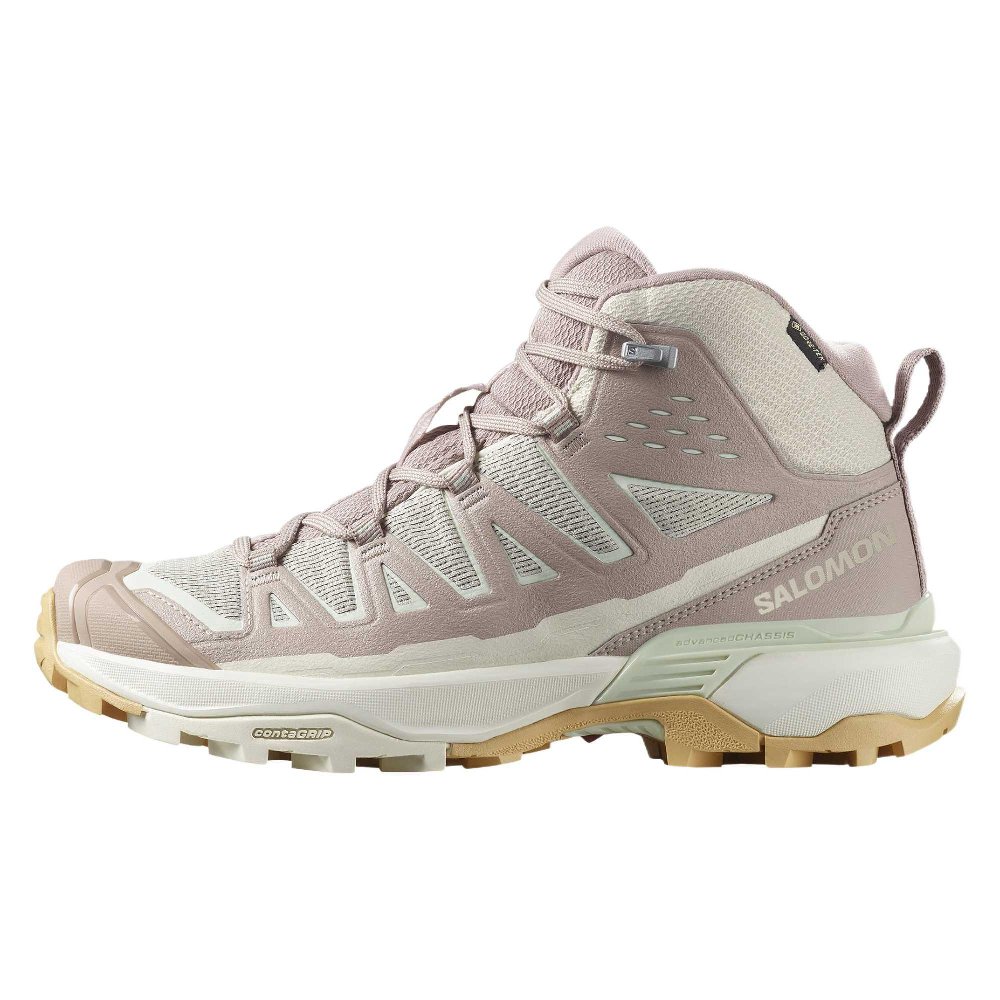 SALOMON X ULTRA 360 Water-Resistant Mid-Top Hiking Shoes Unisex Pink Gray Green