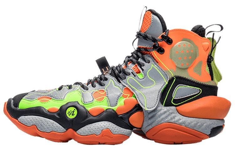 LiNing New York Fashion Apparel ACE Runway Style High-Top Vintage Basketball Shoes Men's Orange Black