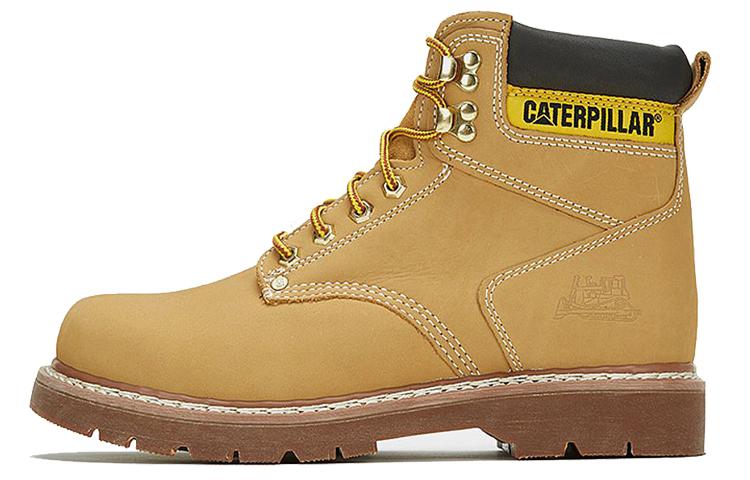 CAT Wear-Resistant Height Increasing Slip-Resistant Short Outdoor Boots Unisex Brown Yellow