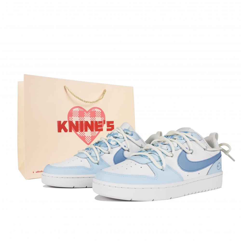 Nike Court Borough Low Nine Systems Low Top Skateboard Shoes GS White Blue