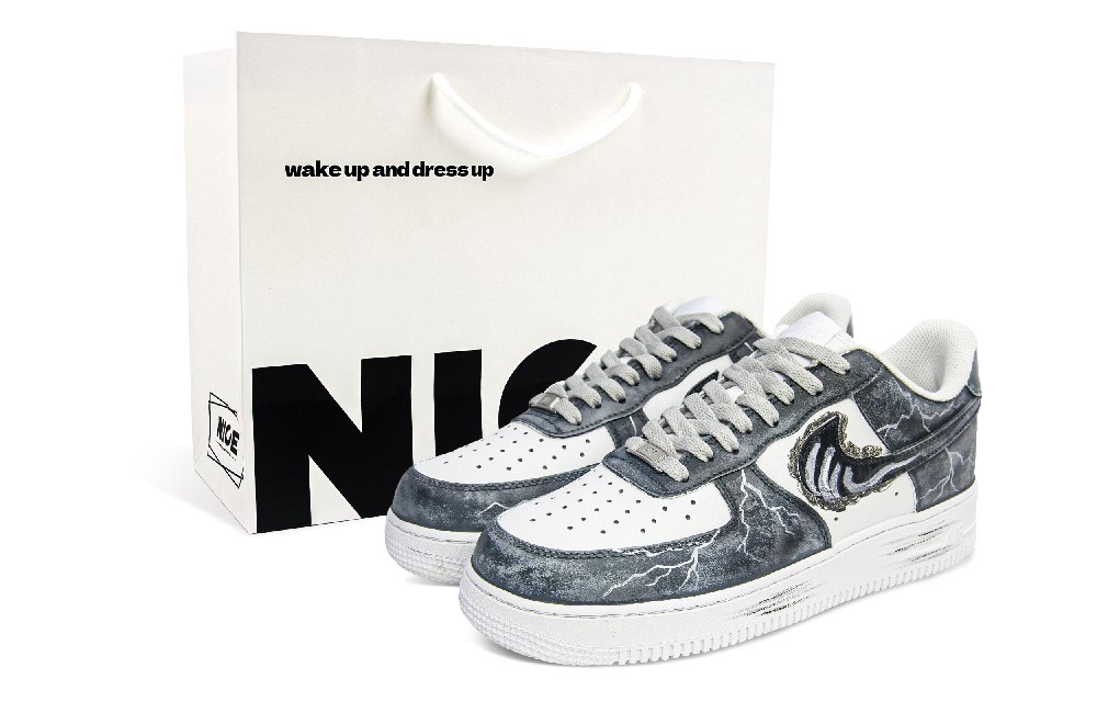Nike Air Force 1 Abrasion Resistant Low Top Skateboard Shoes Unisex Concrete Gray