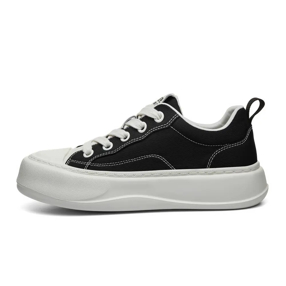 JEEP SPIRIT Abrasion Resistant, Breathable, Lightweight, Height Increasing Low top Canvas Shoes Men's White Black