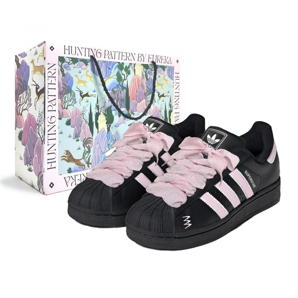 Adidas Originals Superstar 2 Skateboard Shoes Women's Low top Black Pink