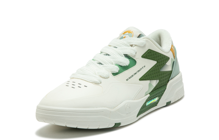 361° BIG3 Fuchun Mountain Anti-Slip Wear-Resistant Low-Top Skateboard Shoes Men's White Green