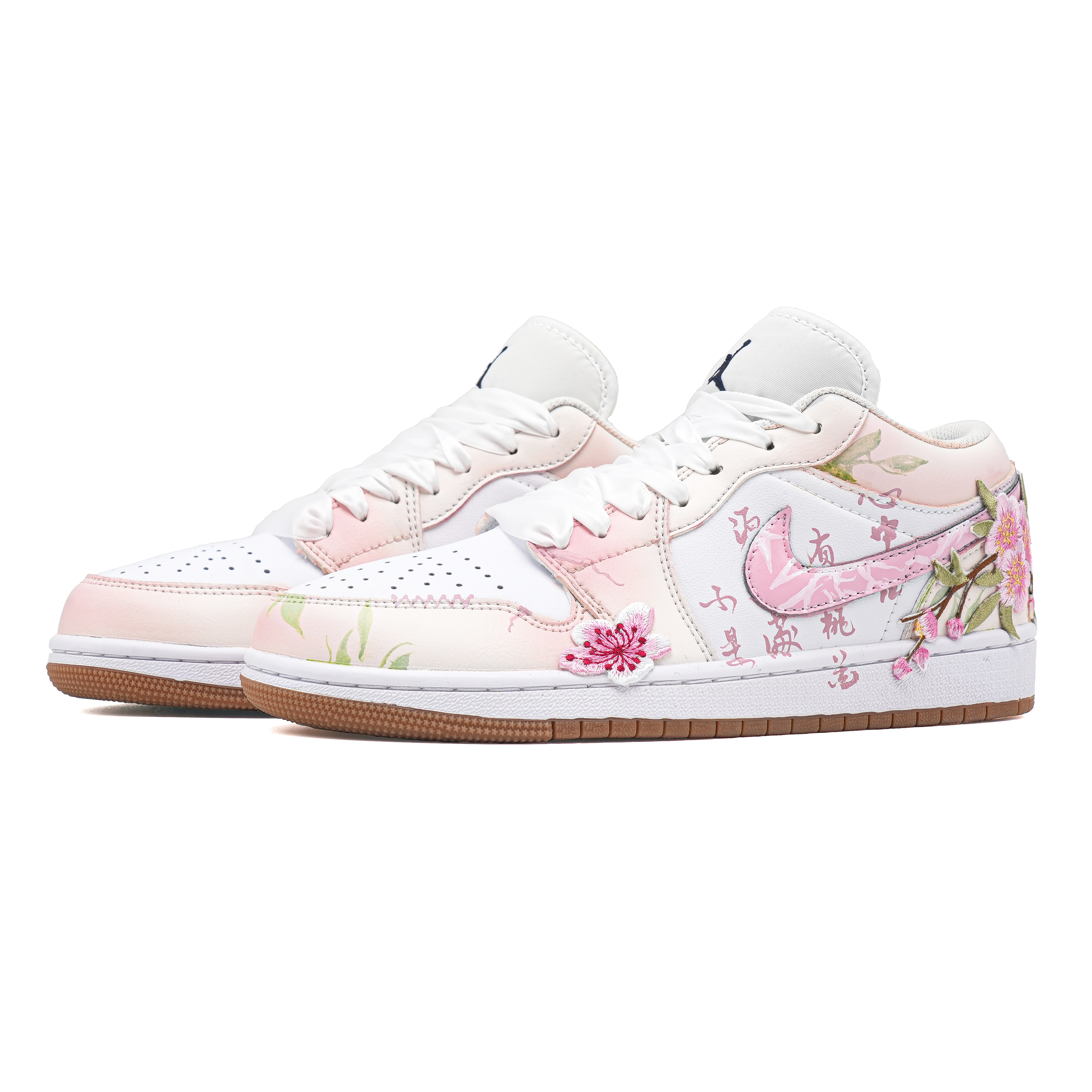 Jordan Air Jordan 1 Peach Branch Dance Abrasion Resistant Low top Vintage Basketball Shoes Women's Pink White