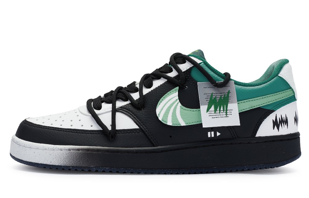 Nike Court Vision 1 Slip-Resistant Low-Top Skateboard Shoes Men's Black White Green