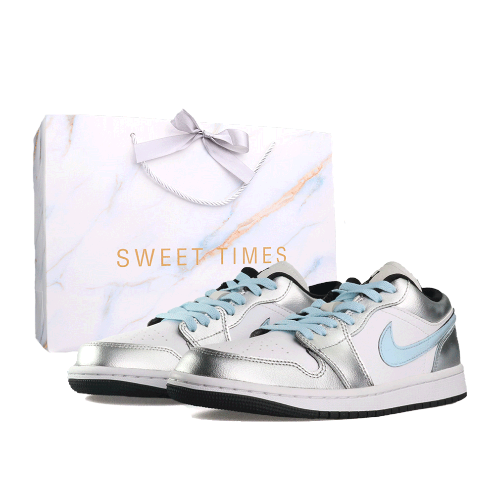 Jordan Air Jordan 1 Vintage Basketball Shoes Unisex Low top Silver/Blue
