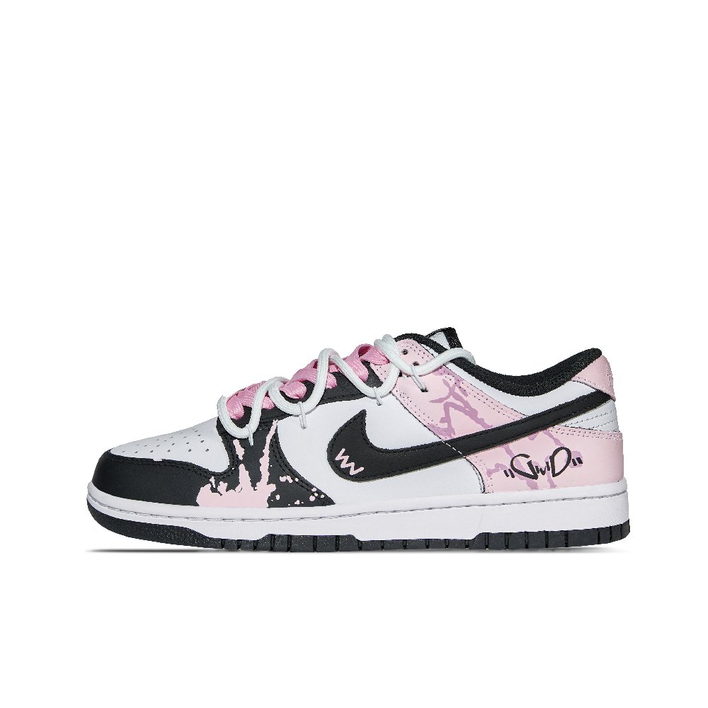 Nike Dunk Abrasion Resistant Low Top Skateboard Shoes Unisex Black Pink
