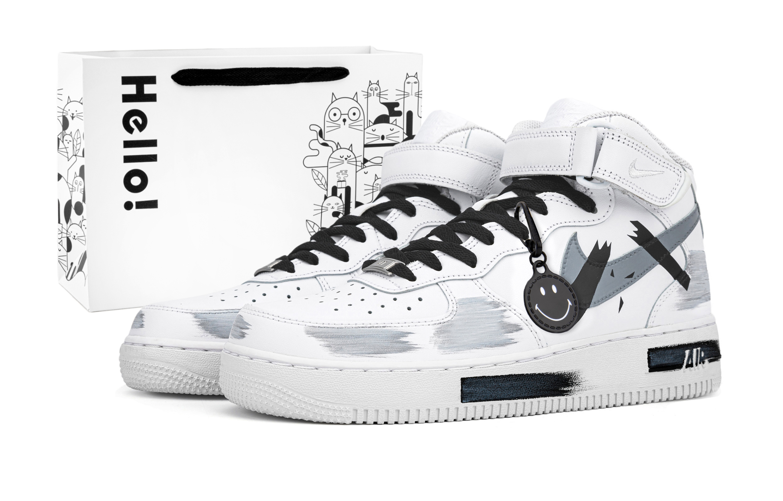 Nike Air Force 1 Slip Resistant Abrasion Resistant Mid top Skateboard Shoes Unisex, Concrete Gray