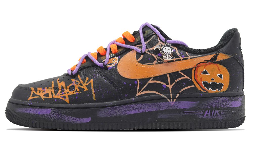 Nike Air Force 1 Surprise Pumpkin Wear-Resistant Slip-Resistant Low-Top Skateboard Shoes Unisex Black Purple