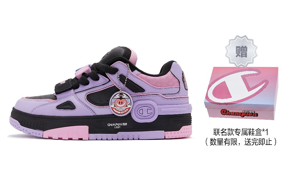 BIGHEART x Champion Essentials Love Is Big Low Top Skateboard Shoes Men's Black Purple