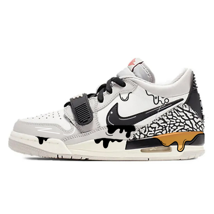 JORDAN Legacy 312 Vintage Basketball Shoes Men Low Top Black White Gray