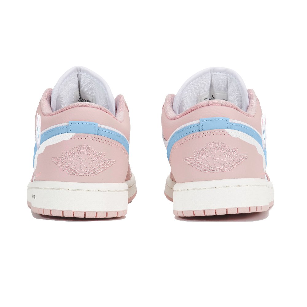 Jordan Air Jordan 1 Tri-Lab Romantic Bear Cushioning Wear-Resistant Low-Top Vintage Basketball Shoes Women's Pink Blue