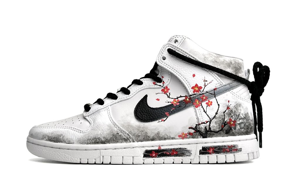 Nike Dunk Retro PRM High-Top Skateboard Shoes Unisex White Black Red