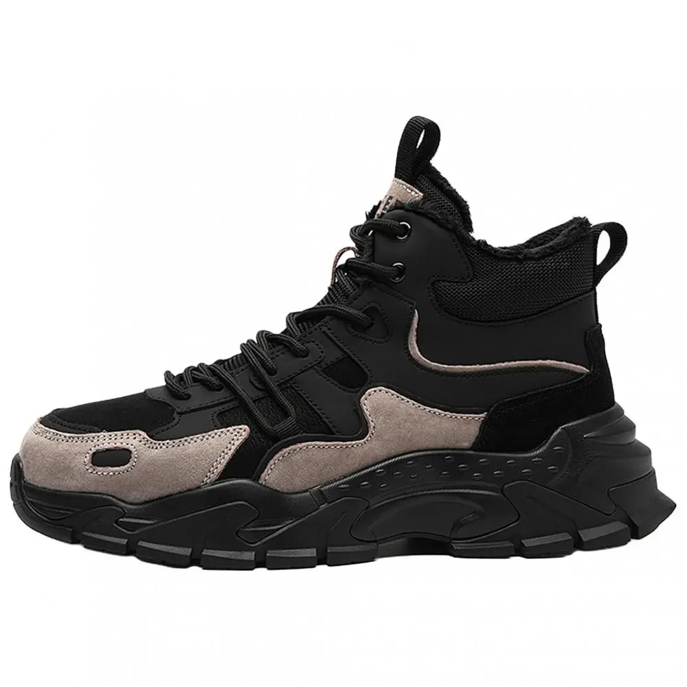 JEEP SPIRIT Thermal Waterproof Abrasion Resistant Versatile Platform Cold Resistant Snow Boots Men's Graphite Black