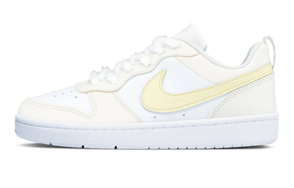 Nike Court Borough Non slip Lightweight Low Top Skateboard Shoes Women's Cream Yellow