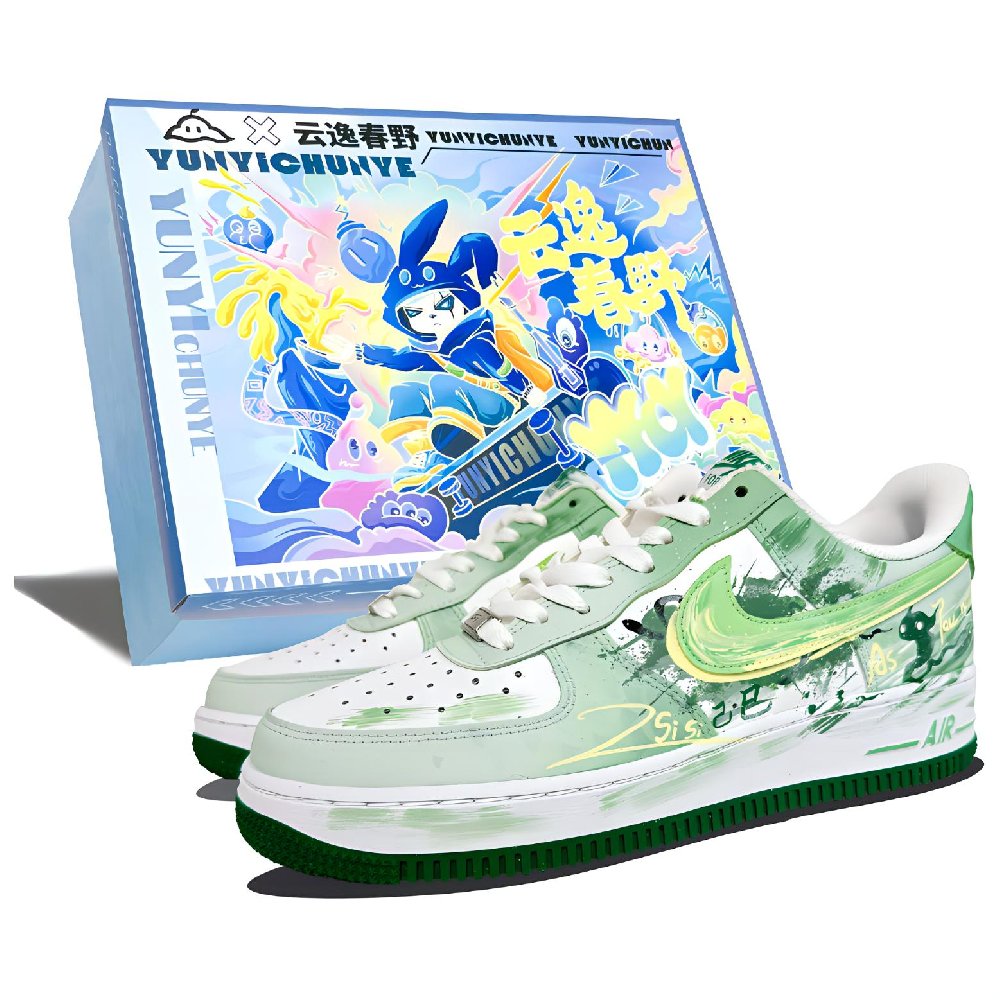 Nike Air Force 1 Slip-Resistant Cushioning Wear-Resistant Low-Top Skateboard Shoes Men's Turquoise