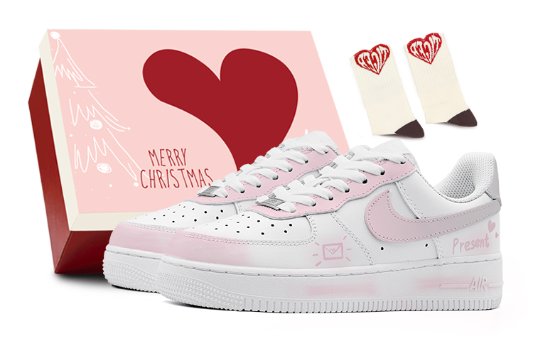 Nike Air Force 1 Air Force 1 Anti-Slip Wear-Resistant Low-Top Skateboard Shoes GS Pink White
