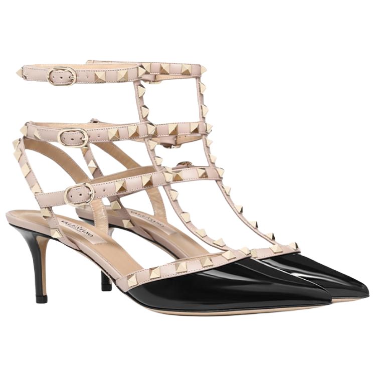Valentino ROCKSTUD Slim Heel High Heels 6.5cm Women's Black