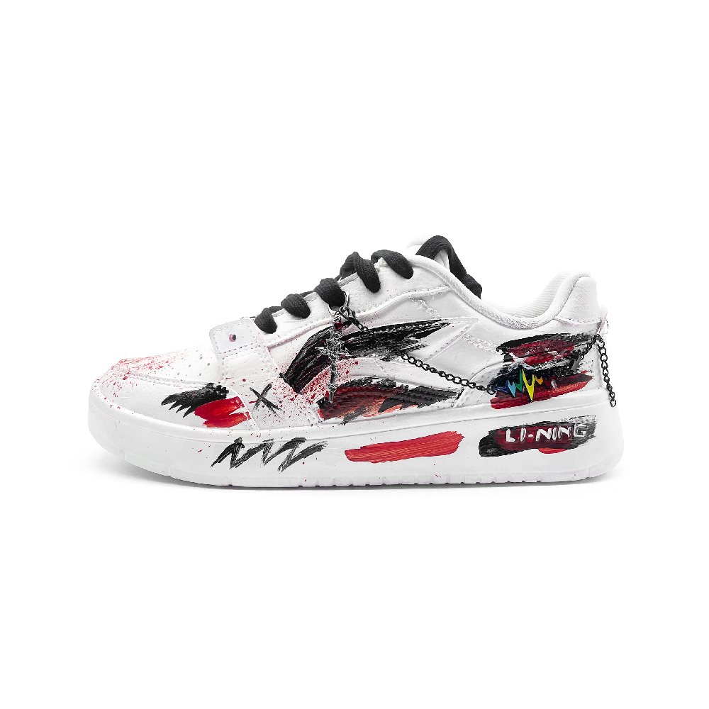 LiNing Acer Truncatum Shock Absorbers Slip Resistant Abrasion Resistant Low Top Skateboard Shoes Unisex White