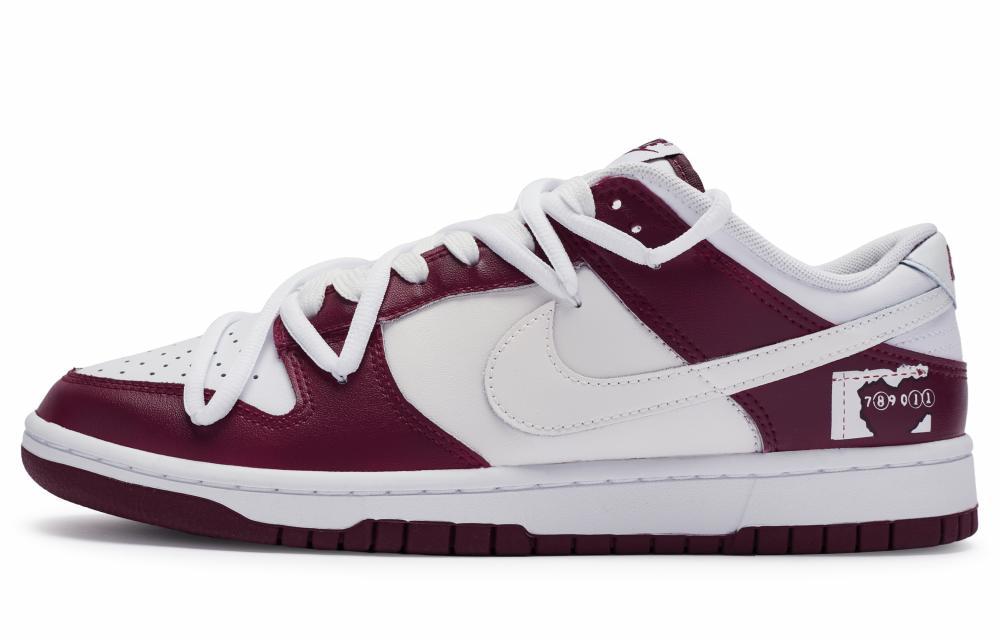 Nike Dunk 811 Manufacture, Bordeaux Red Anti Slip Wear Resistant Low Top Skateboard Shoes Men's Red White