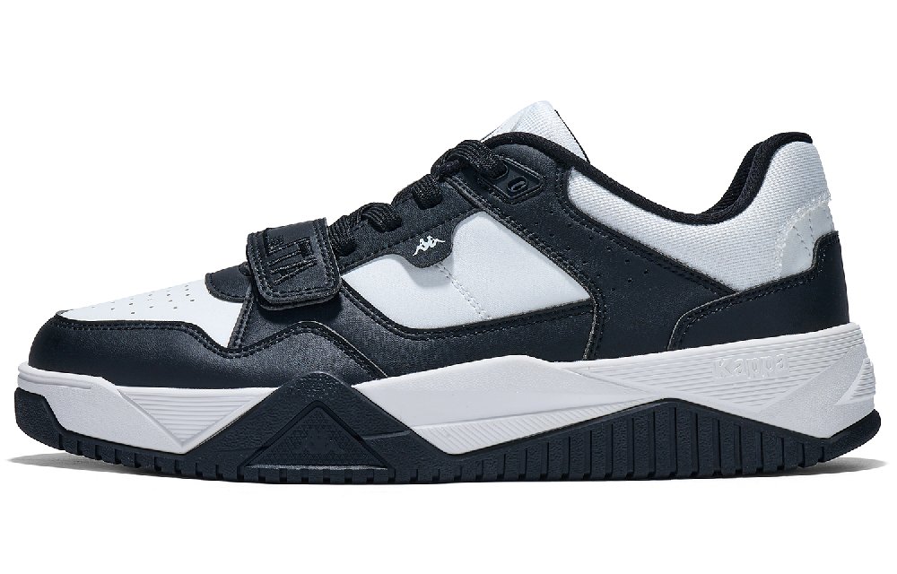 Kappa Anti Slip Wear Resistant Low Top Skateboard Shoes Unisex Black Classic White