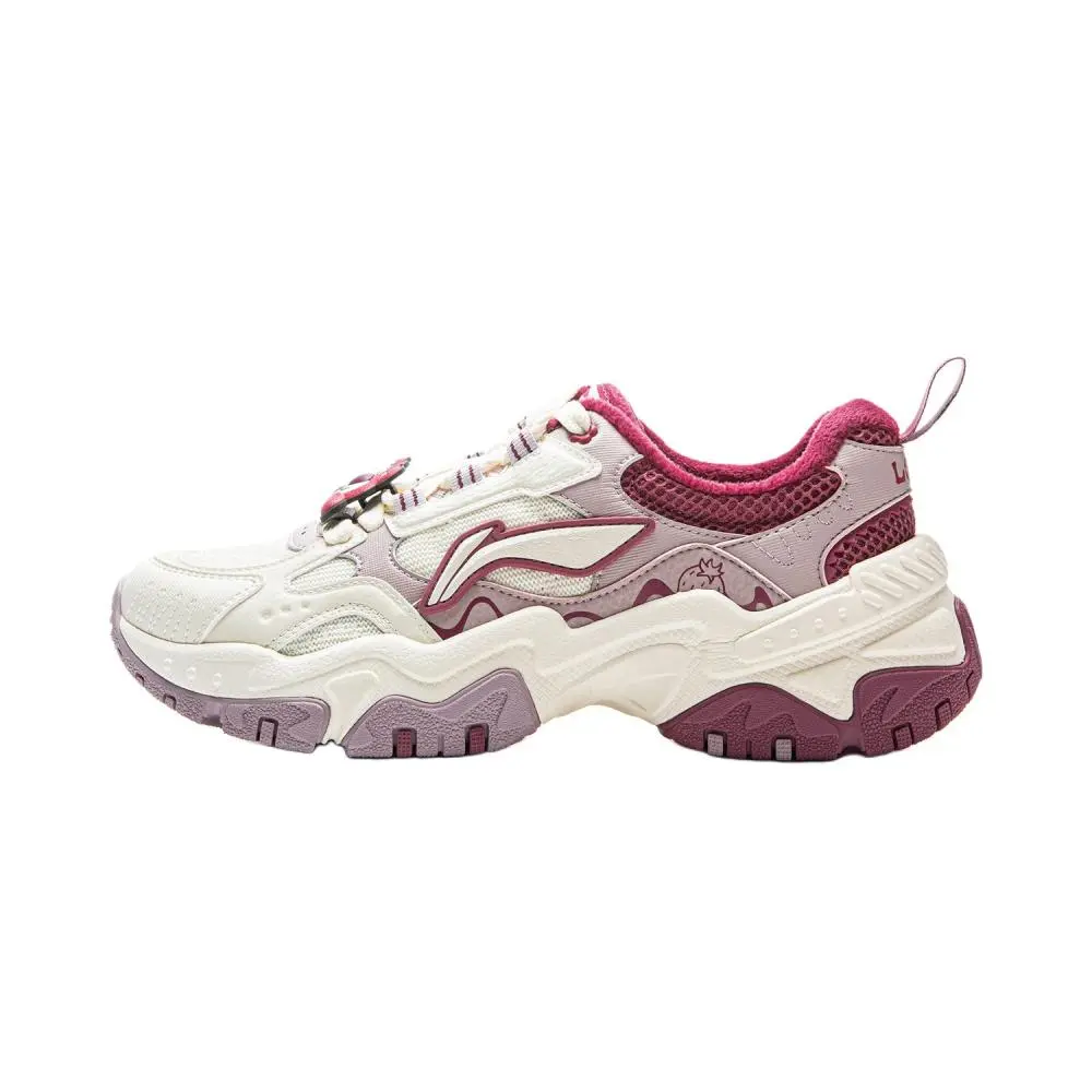 Disney x LiNing Brown Sugar Cushioning Rebound Thermal Low top Casual Shoes Women's Ecru Galalith Pink