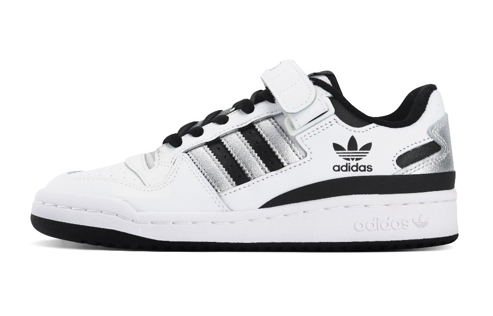 Adidas Originals FORUM Anti-Slip Wear-Resistant Low-Top Skateboard Shoes Unisex Black White Silver