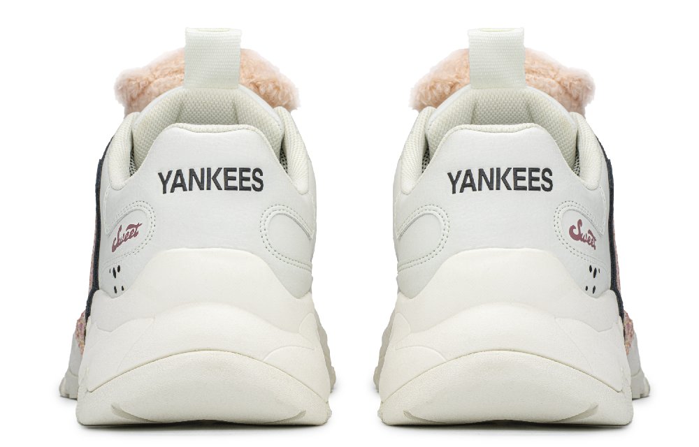 MLB Big Ball Chunky Cushioning, Slip Resistant, And Abrasion Resistant Low Top Chunky Sneakers Unisex Pink Beige