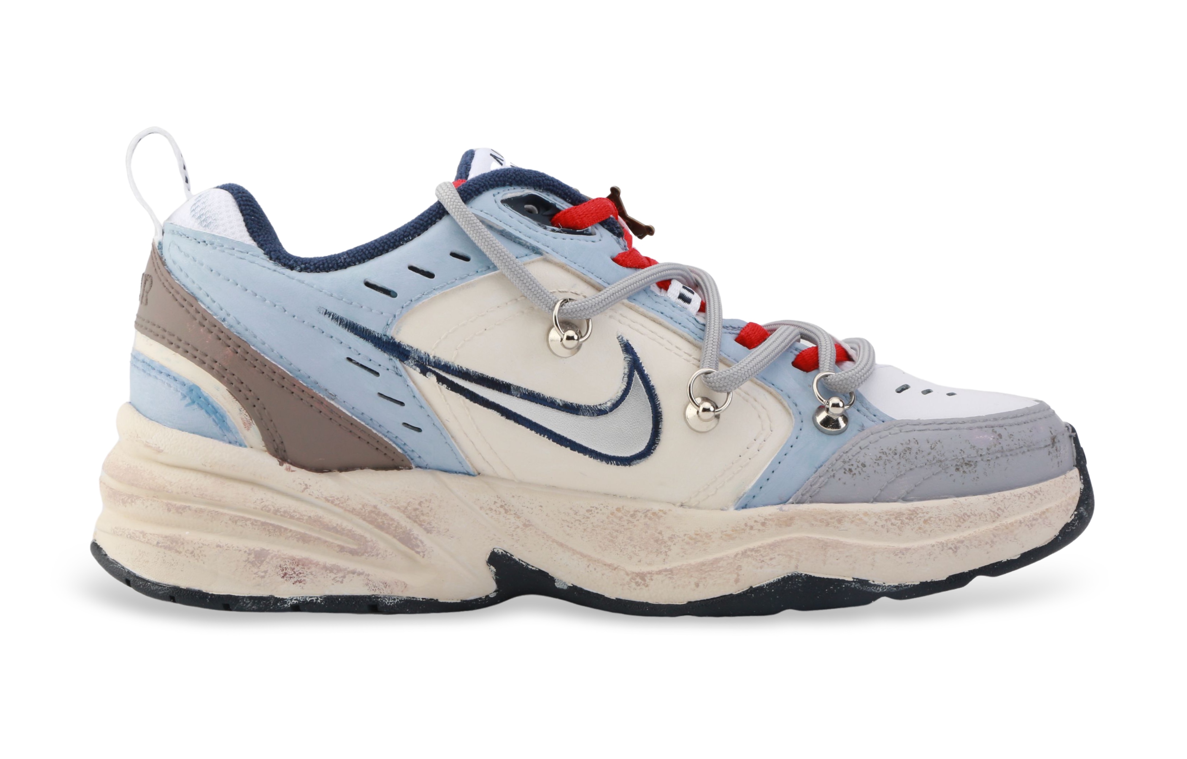 Nike Air Monarch 4 Drippy Rabbit Officer Abrasion Resistant Low top Chunky Sneakers Unisex Beige Blue Red купить в интернет-магазине Yoocart с быстрой доставкой по России.