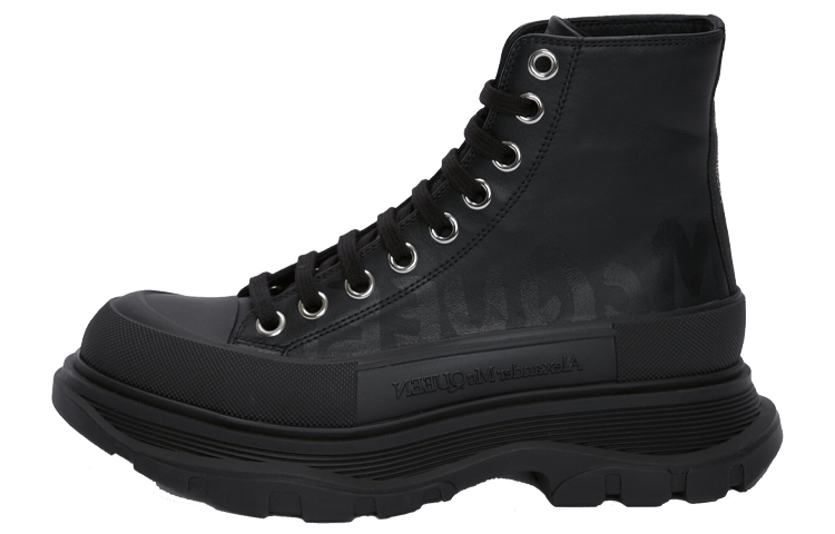 Alexander McQueen Tread Slick Boot Graffiti Black Black Women's