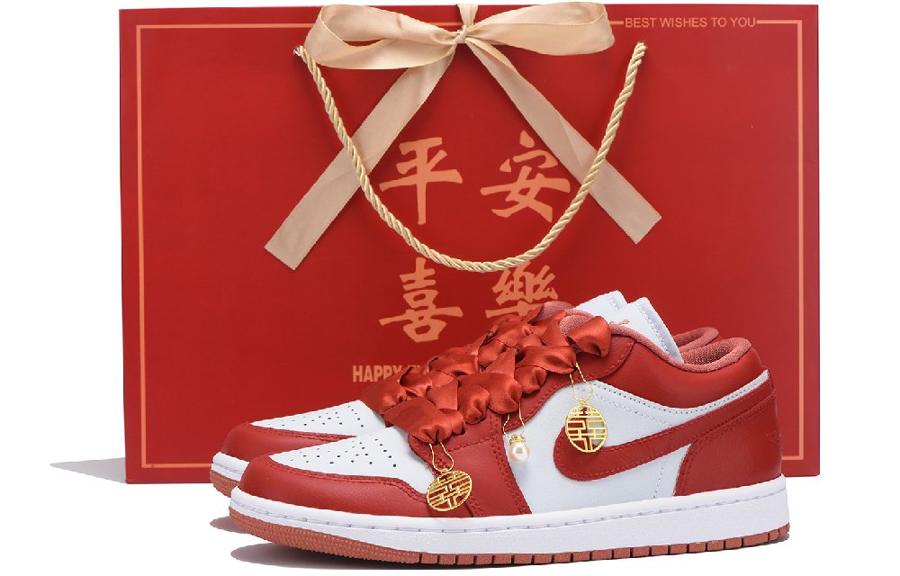 JORDAN Air JORDAN 1 Vintage Basketball Shoes Women's Low-Top Red White
