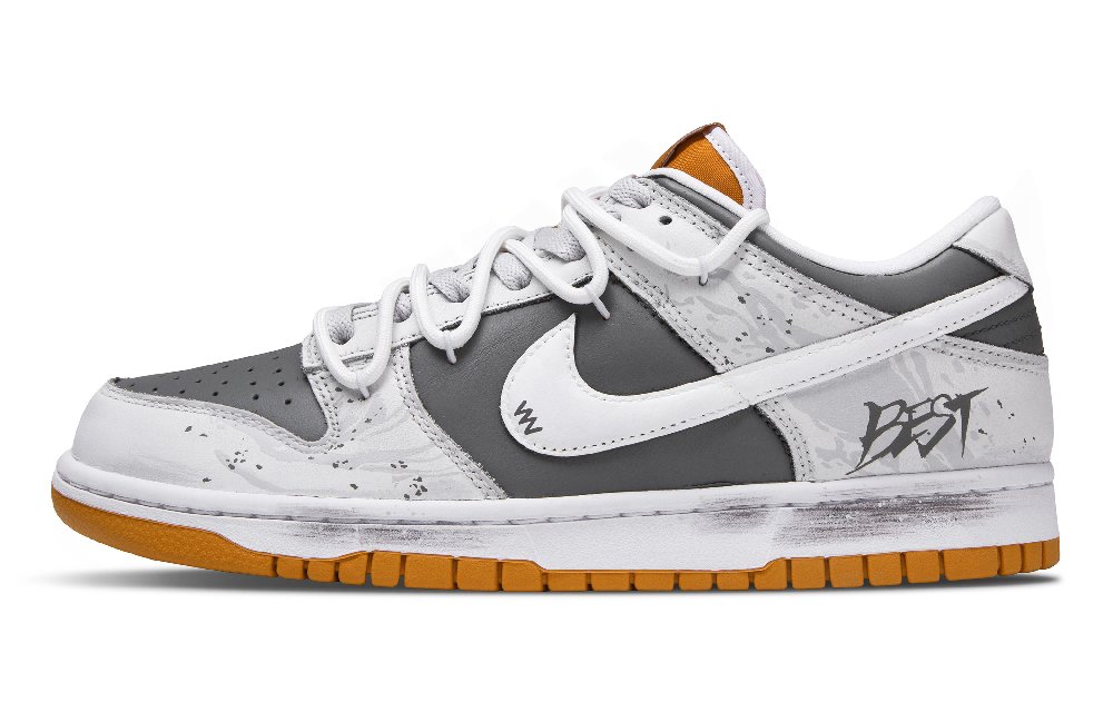 Nike Dunk Redemption Abrasion Resistant Low Top Skateboard Shoes Unisex Black White Gray