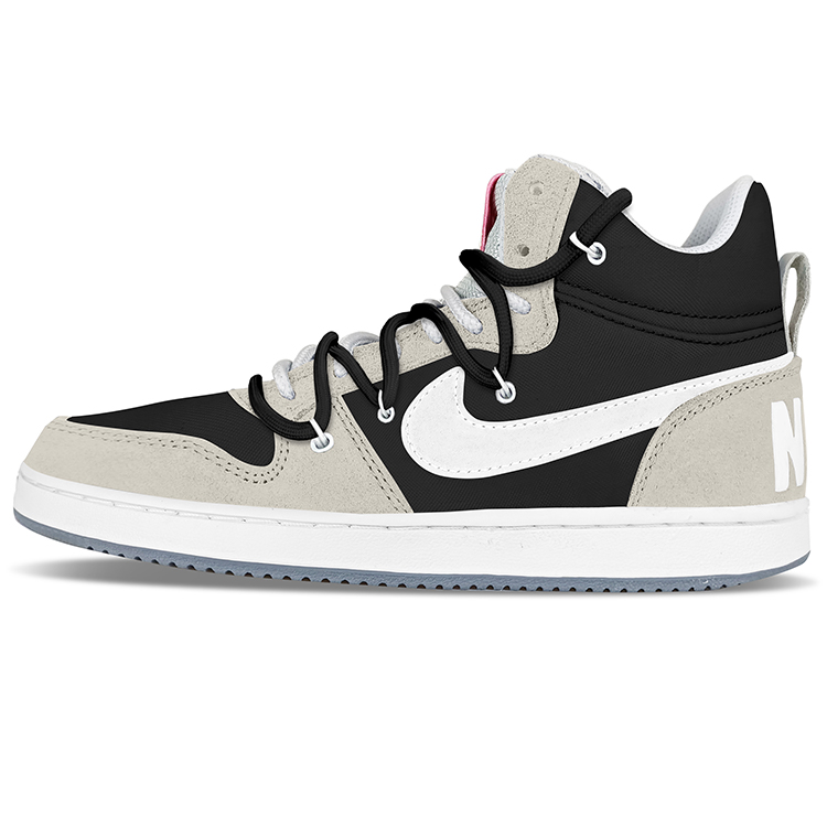 Nike Court Borough Mid Prem Mid-Top Skateboard Shoes Women's White Gray Black